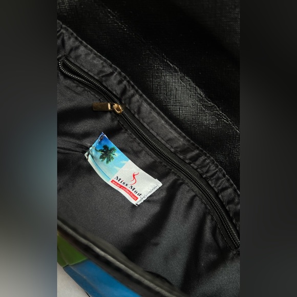 Women’s Blue, Green, Black, and Red Party Clutch with gold Detail - Picture 4 of 6